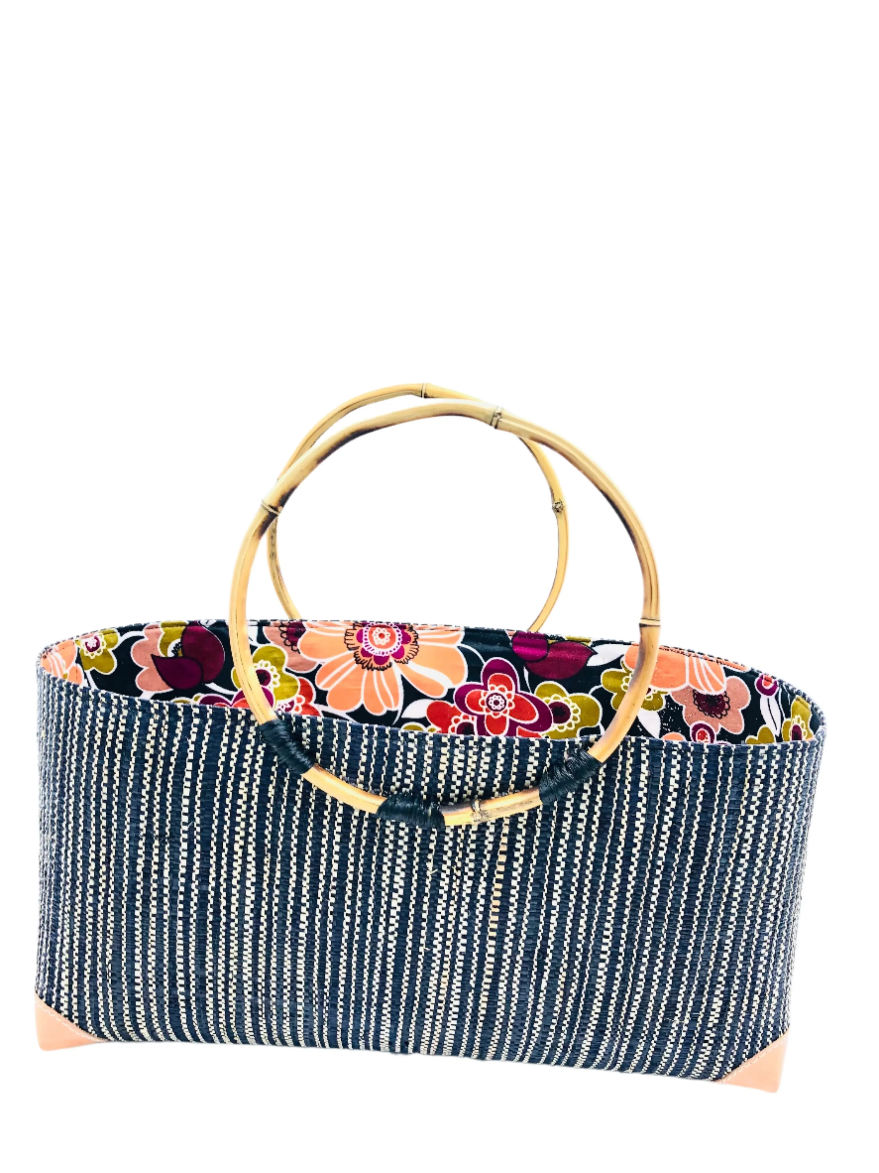 Bebe Straw Handbag with Bamboo Handle