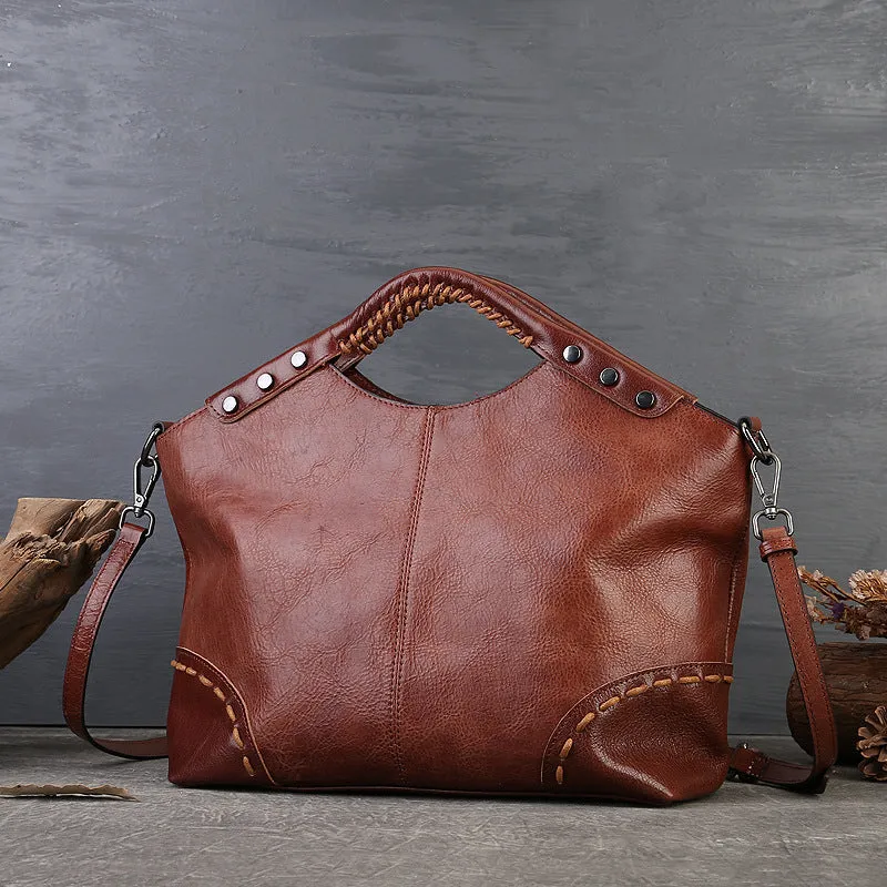 Boho Womens Black Shoulder Handbag Leather Tote Bags For Women