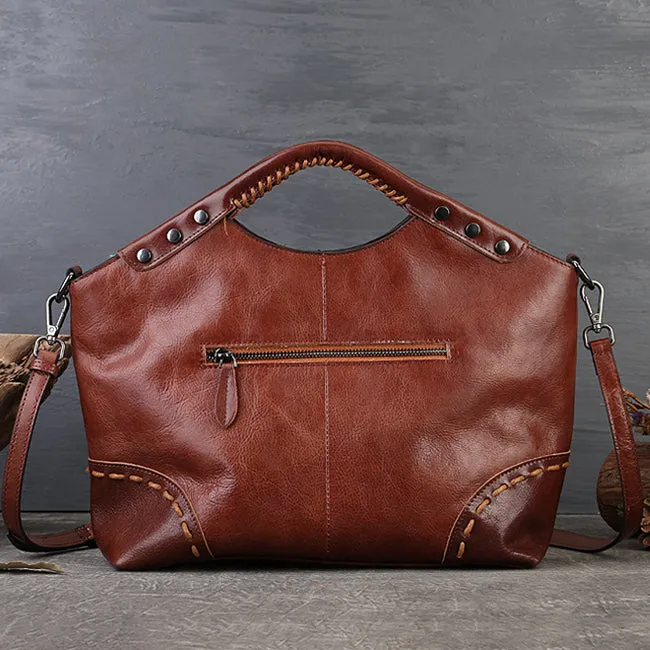 Boho Womens Black Shoulder Handbag Leather Tote Bags For Women