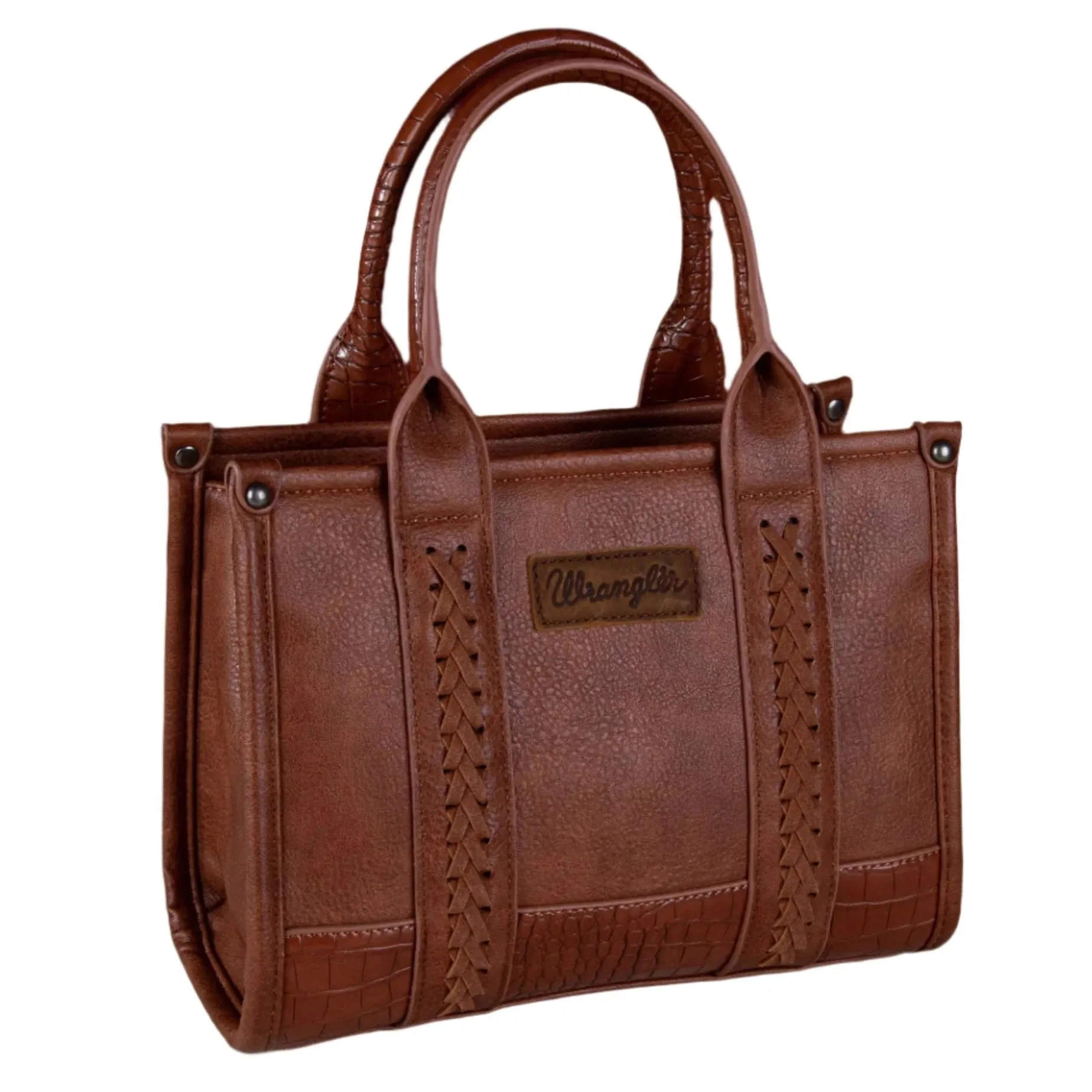 Croc Print Tote - Cognac