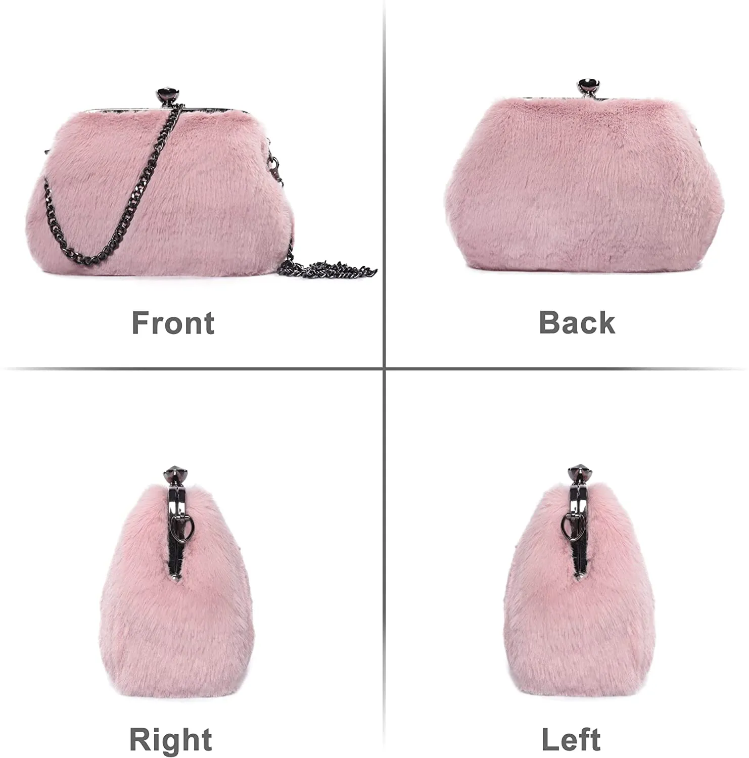 Crossbody Bags for Women Faux Fur Diamond Button Shoulder Bag Evening Clutch Purses for Women Girls Fur Story