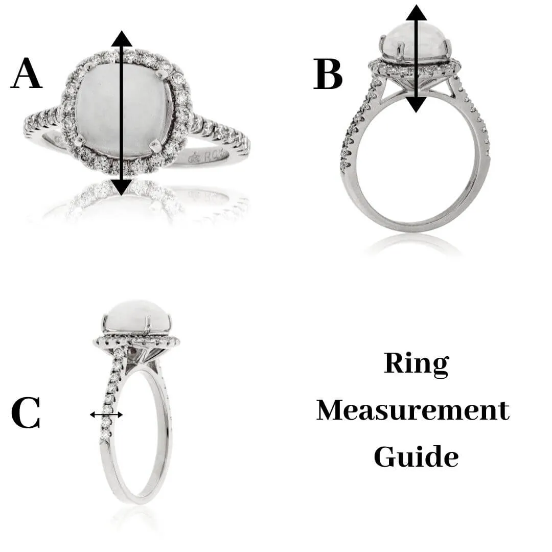 Cushion Cabochon Opal Ring with Diamond Halo