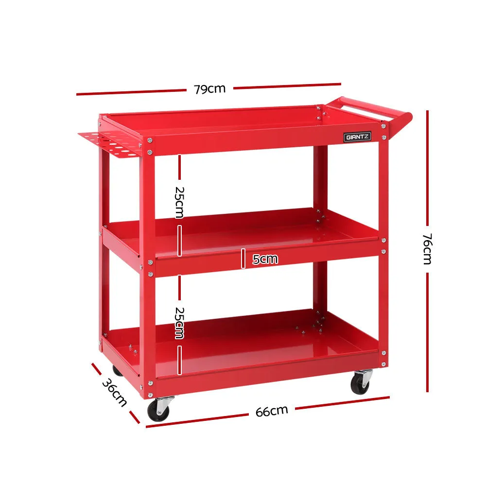 Heavy-Duty 3-Tier Tool Cart Trolley with Lockable Castors - Giantz