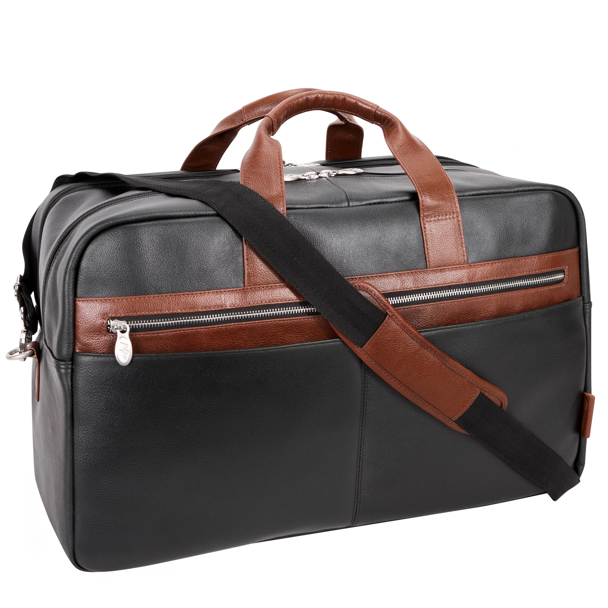 McKlein WELLINGTON 21" Leather, Two-tone, Dual-Compartment, Laptop & Tablet Carry-All Duffel