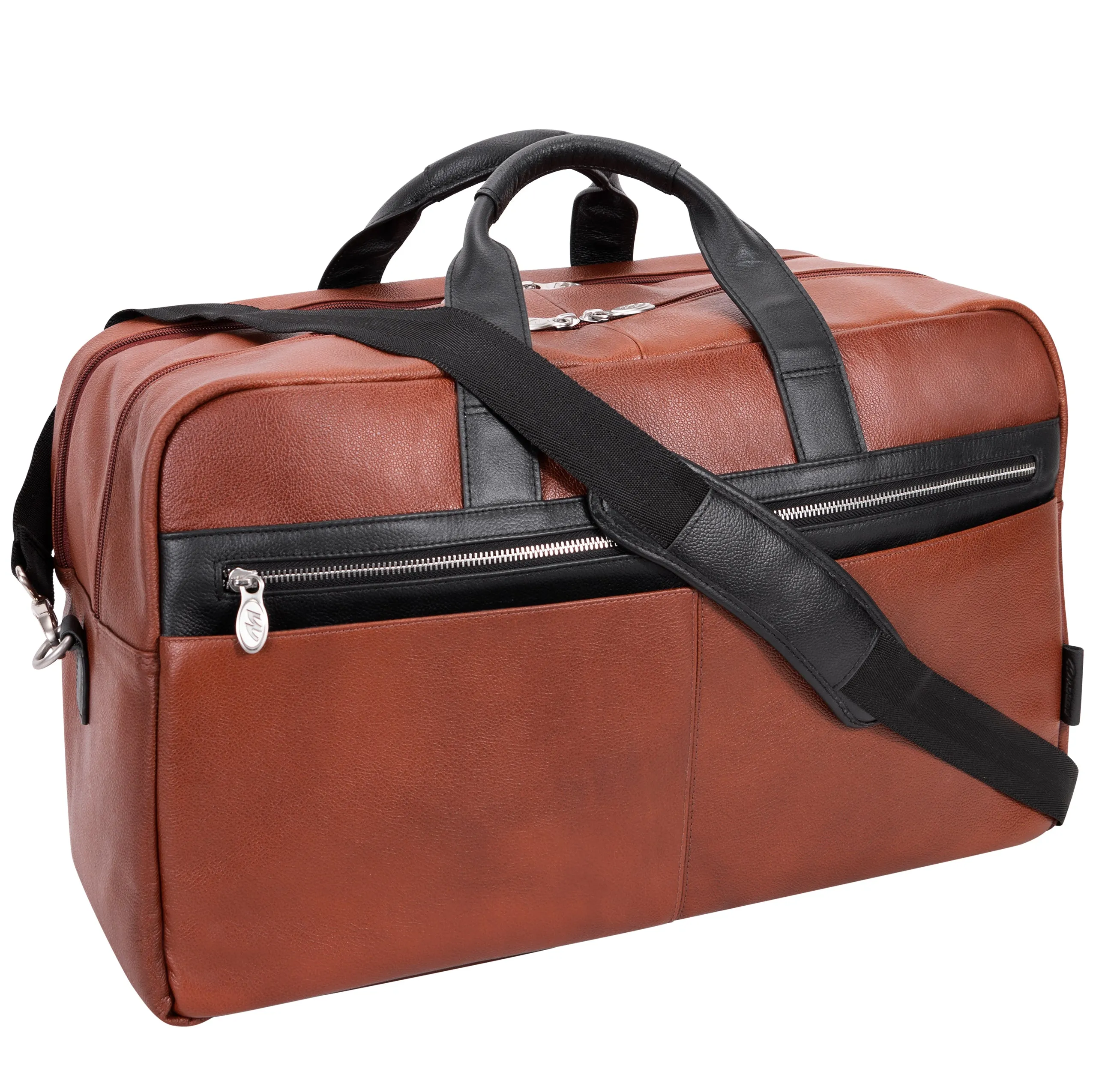 McKlein WELLINGTON 21" Leather, Two-tone, Dual-Compartment, Laptop & Tablet Carry-All Duffel