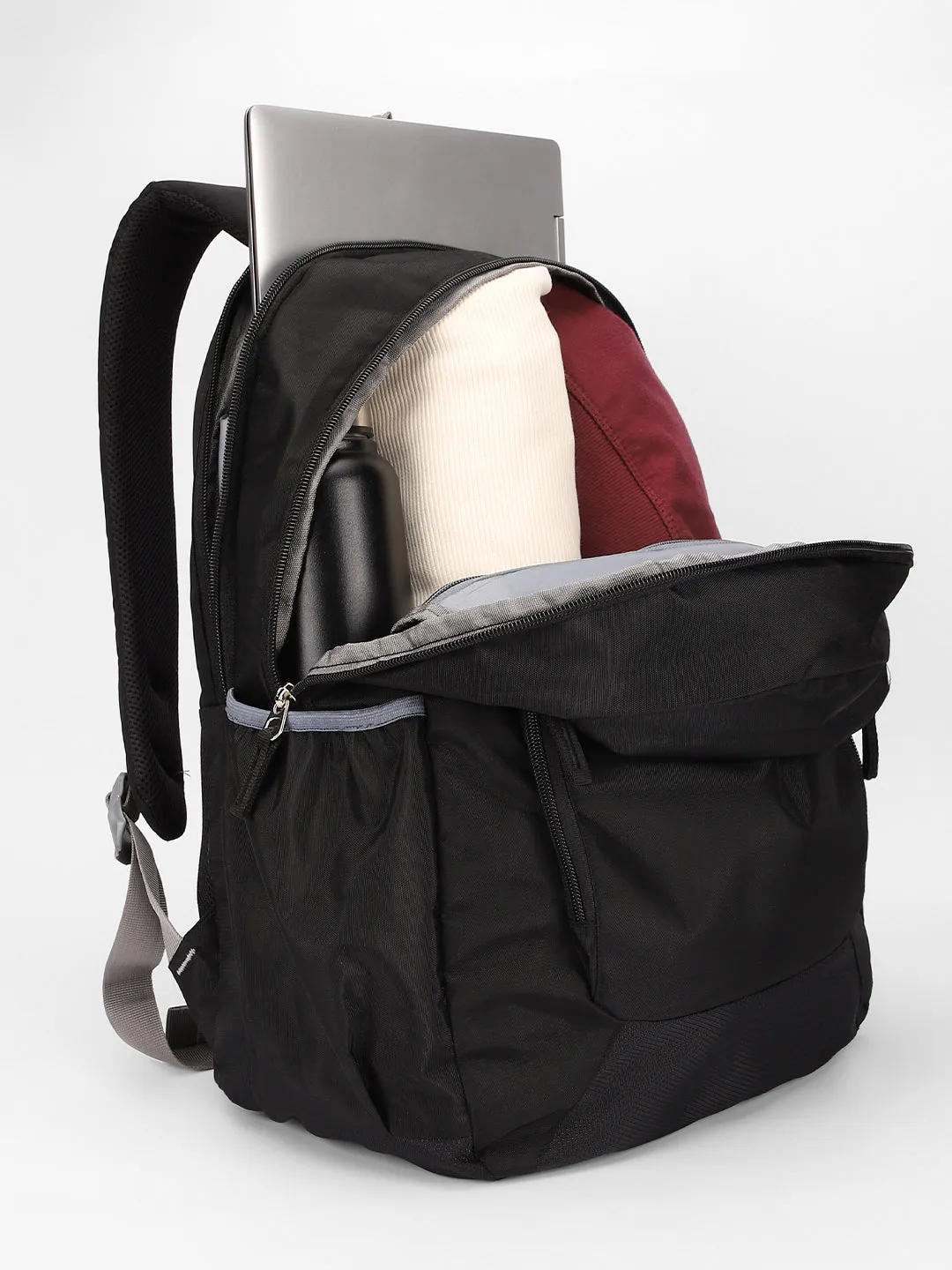 Men's Black Water Repellent Laptop Backpack with adjustable shoulder strap