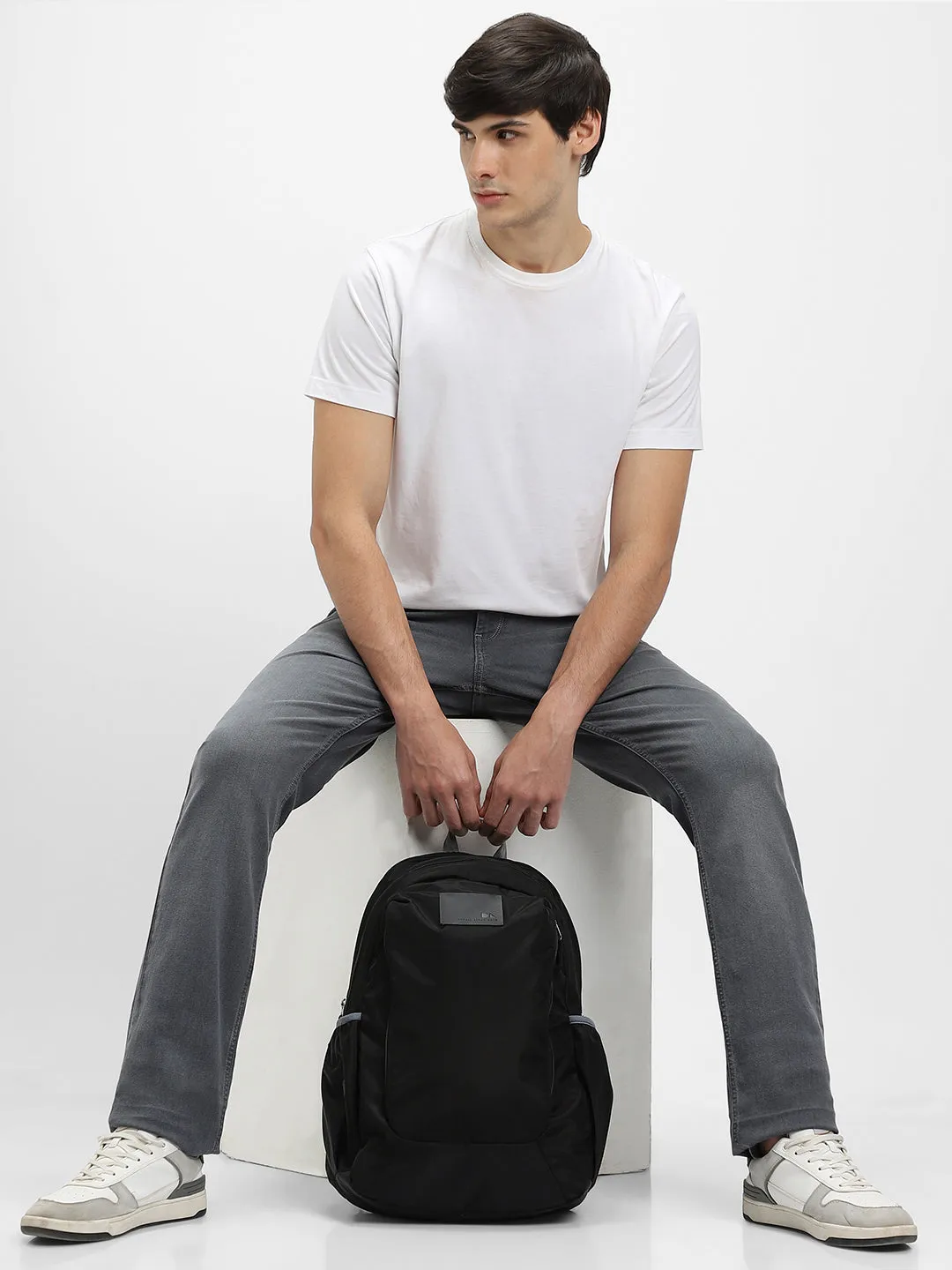 Men's Black Water Repellent Laptop Backpack with adjustable shoulder strap