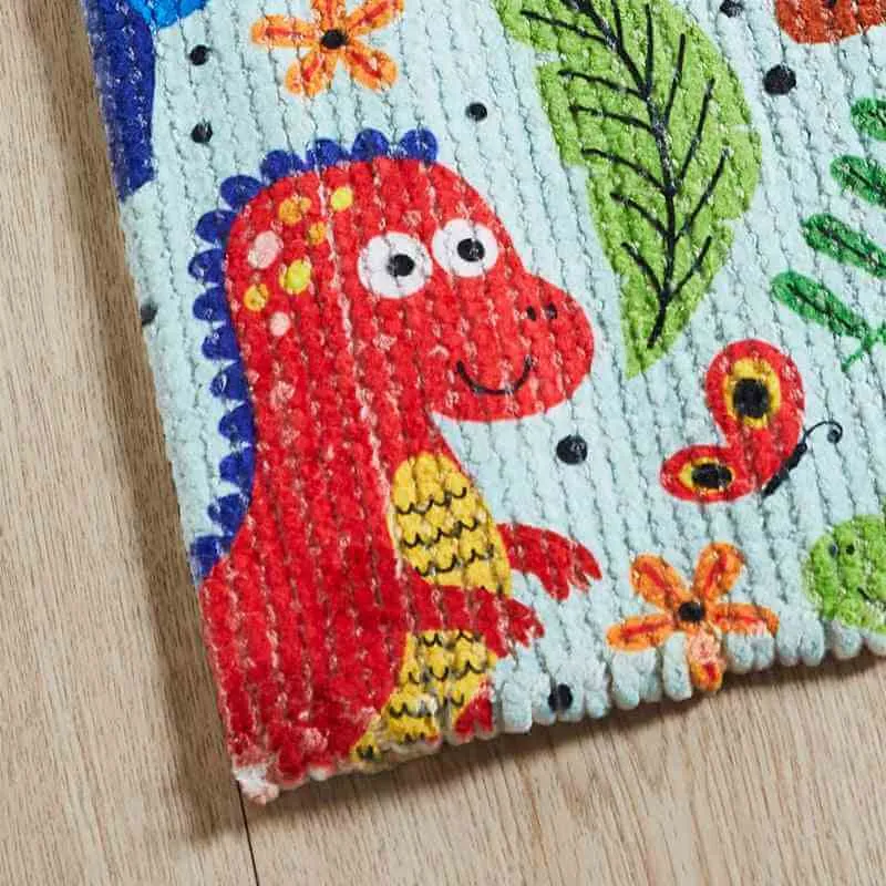 Mona B - Printed Dino Kids Room Dhurrie Carpet Rug Runner Floor Mat for Living Room Bedroom: 2 X 3 Feet Multi Color (BR-309)