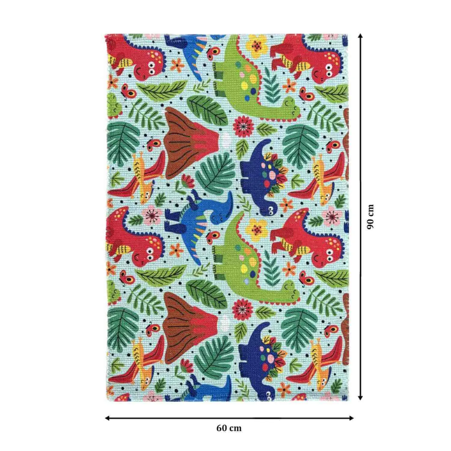 Mona B - Printed Dino Kids Room Dhurrie Carpet Rug Runner Floor Mat for Living Room Bedroom: 2 X 3 Feet Multi Color (BR-309)