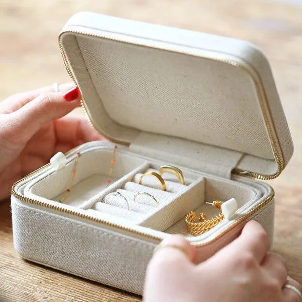 Natural Linen Jewelry Case