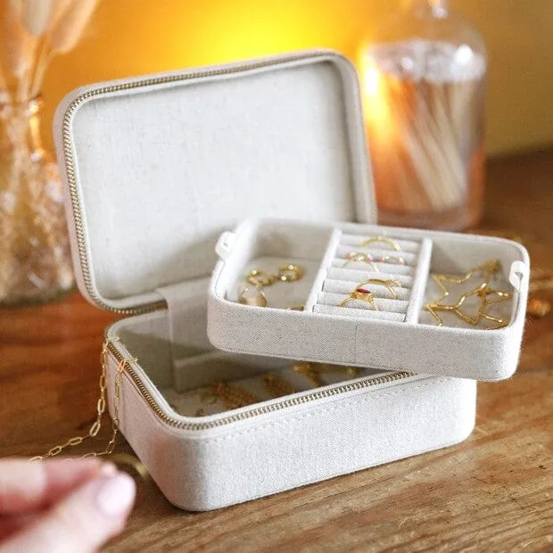 Natural Linen Jewelry Case
