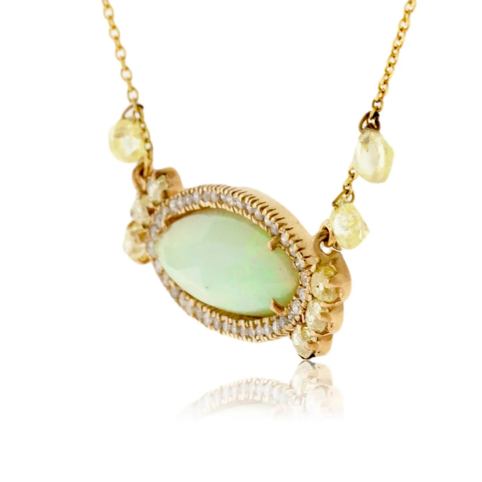 Opal & Diamond Pendant with Chain Accents