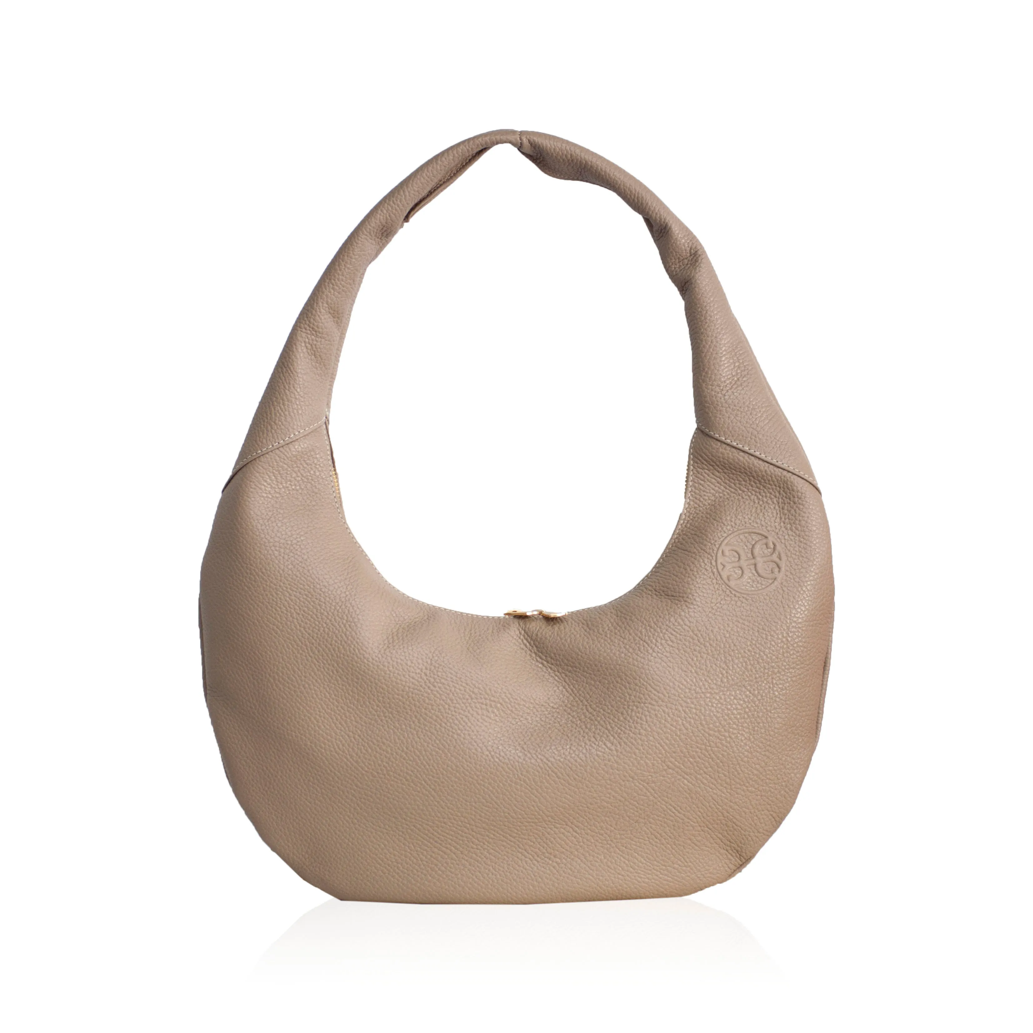 Ophelia Leather Shoulder Bag - Taupe