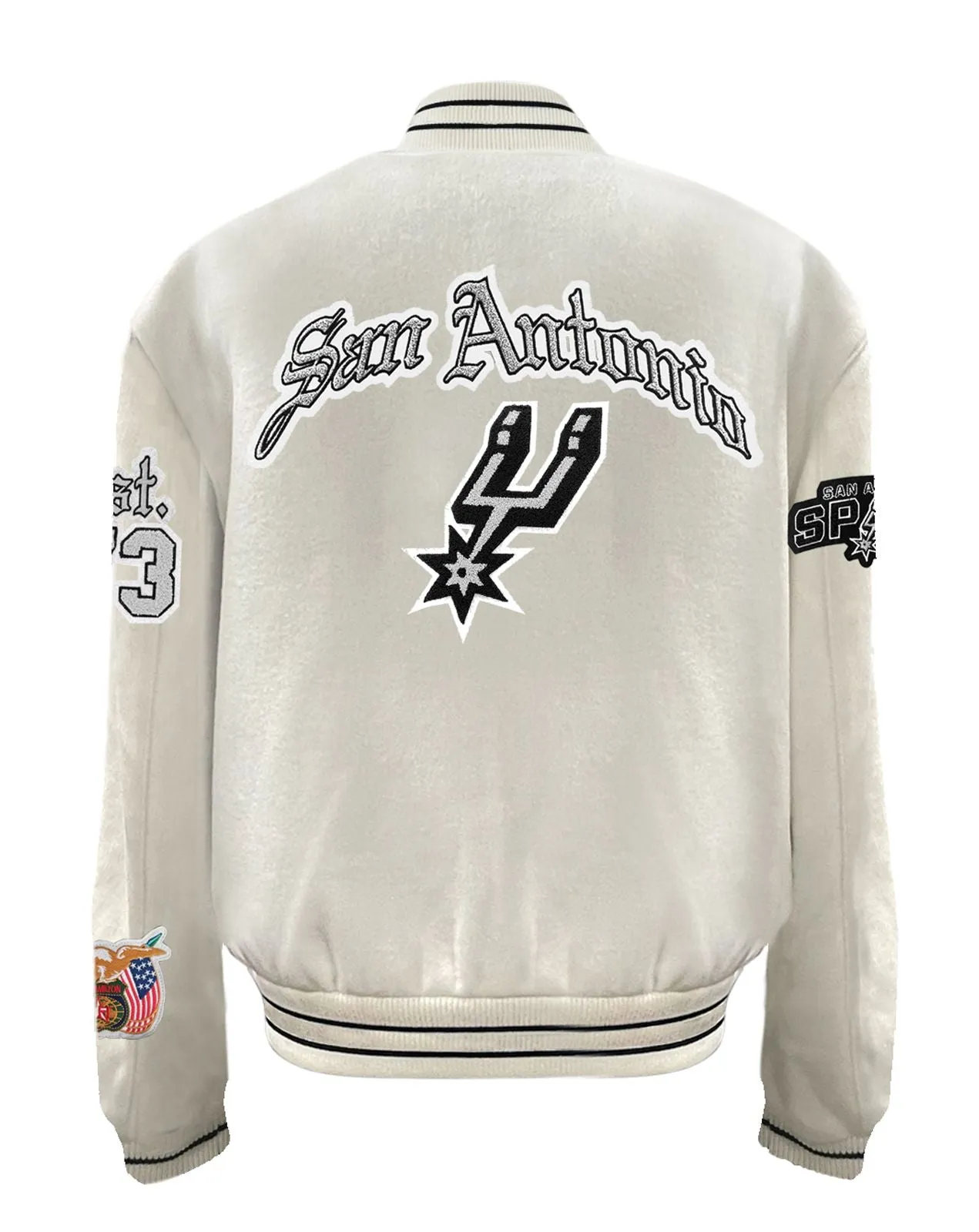SAN ANTONIO SPURS WOOL OLD ENGLISH VARSITY JACKET White
