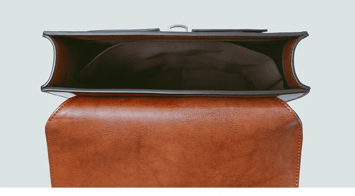 Vintage Brown School Leather Backback For Women