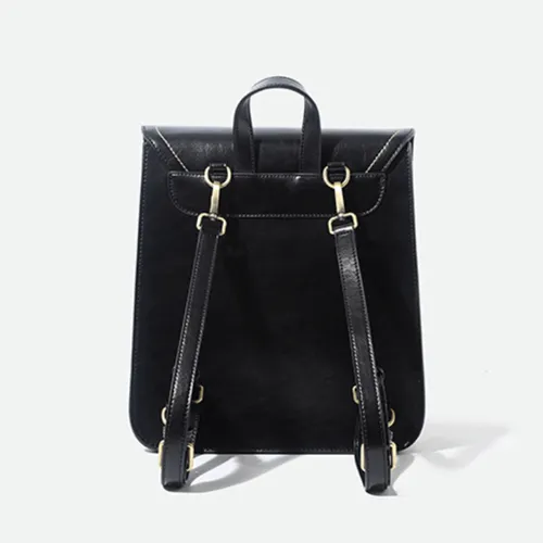 Vintage Brown School Leather Backback For Women